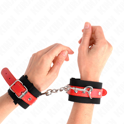 KINK MUNEQUERAS DE NYLON NEGRO CON CORREA POLIPIEL ROJO AJUSTABLE 19 24 CM X 55 CM