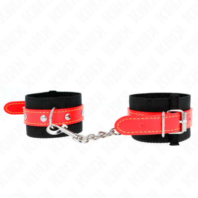 KINK MUNEQUERAS DE NYLON NEGRO CON CORREA POLIPIEL ROJO AJUSTABLE 19 24 CM X 55 CM