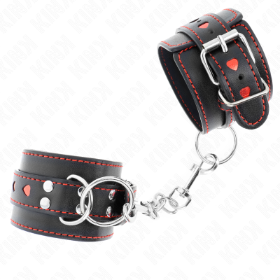 KINK MUNEQUERAS NEGRO CON INCRUSTACION DE CORAZON ROJO AJUSTABLE 21 28 CM X 55 CM