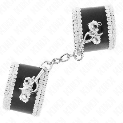 KINK MUNEQUERAS NEGRO CON ENCAJE DECORATIVO BLANCO AJUSTABLE 20 23 CM X 55 CM