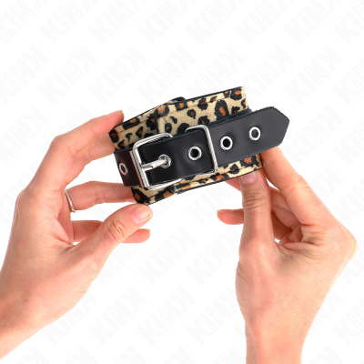 KINK MUNEQUERAS DE CUERO ESTILO LEOPARDO AJUSTABLE 18 29 CM X 55 CM