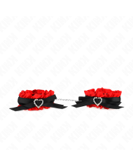 KINK MUNEQUERAS ELASTICAS DE ENCAJE CON DETALLE CORAZON ROJO AJUSTABLE 22 35 CM