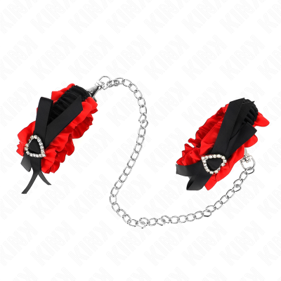 KINK MUNEQUERAS ELASTICAS DE ENCAJE CON DETALLE CORAZON ROJO AJUSTABLE 22 35 CM