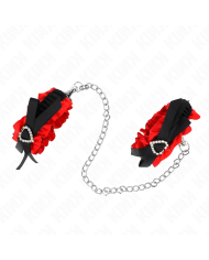 KINK MUNEQUERAS ELASTICAS DE ENCAJE CON DETALLE CORAZON ROJO AJUSTABLE 22 35 CM