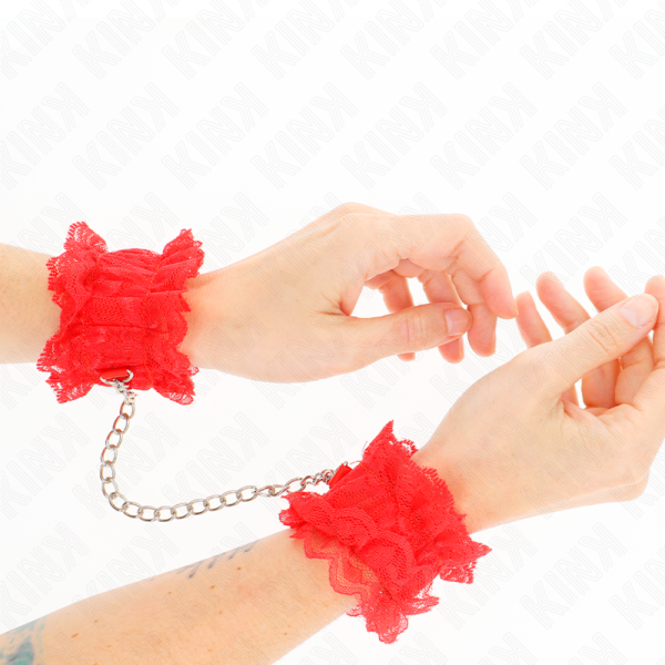 KINK MUNEQUERAS ELASTICAS DE ENCAJE ROJO