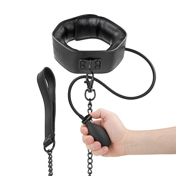 FETISH SUBMISSIVE BONDAGE COLLAR BONDAGE INFLABLE CON TIRADOR