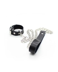 OHMAMA FETISH COLLAR PARA PENE Y CORREA PIEL CON CADENA METALICA