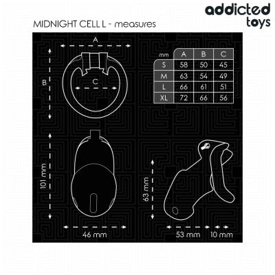 ADDICTED TOYS LOCKED MINDNIGHT CELL JAULA PARA PENE TALLA L