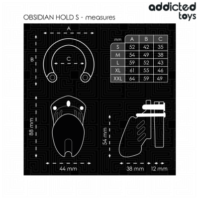 ADDICTED TOYS LOCKED OBSIDIAN HOLD JAULA PARA PENE TALLA S
