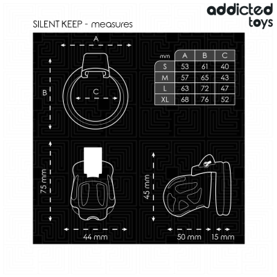 ADDICTED TOYS LOCKED SILENT KEEP JAULA PARA PENE 75 CM