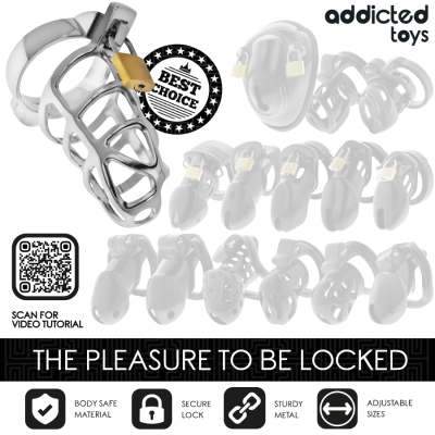 ADDICTED TOYS LOCKED SILVER LOCK JAULA PARA PENE DE METAL TALLA S