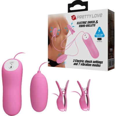 PRETTY LOVE PINZAS CON VIBRACION Y ELETROSHOCK ROSA