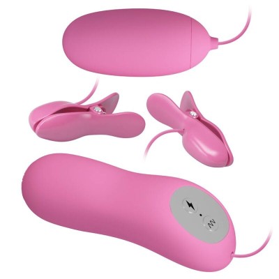 PRETTY LOVE PINZAS CON VIBRACION Y ELETROSHOCK ROSA