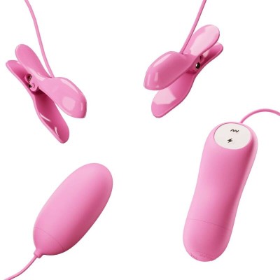 PRETTY LOVE PINZAS CON VIBRACION Y ELETROSHOCK ROSA