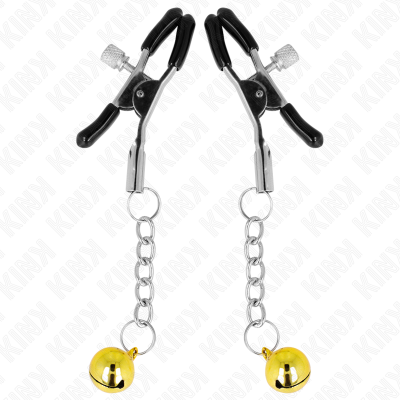 KINK PINZAS PARA PEZONES CON COLGANTE DE CASCABEL DORADO 6 CM