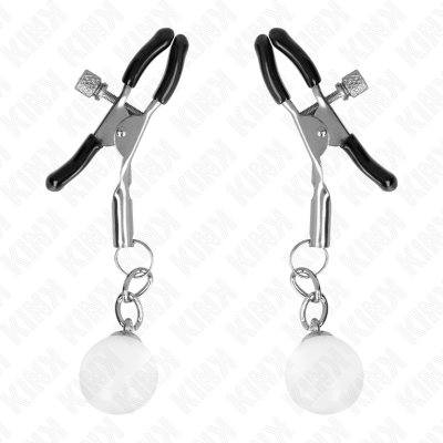 KINK PINZAS PARA PEZONES PLATEADAS CON COLGANTE DE VIDRIO 6 CM
