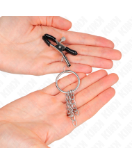 KINK PINZAS PARA PEZONES CON ARO Y PEQUENAS CADENAS PLATEADO 6 CM