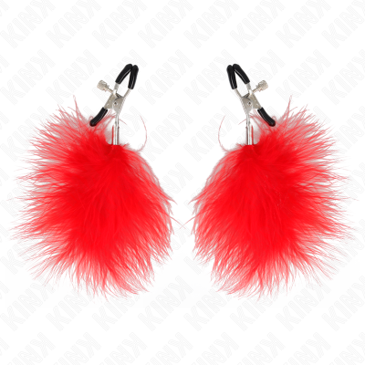 KINK PINZAS PARA PEZONES CON PLUMA ROJO 7 CM