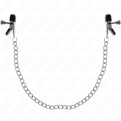 KINK PINZAS PARA PEZONES PLANAS NEGRO CON CADENA PLATEADO 34 CM