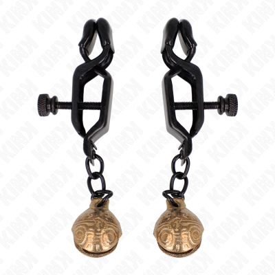 KINK PINZAS PARA PEZONES PLANAS NEGRO CON CASCABEL 7 CM