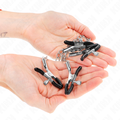 KINK PINZAS PARA PEZONES Y CLITORIS 4 ENGANCHES AJUSTABLE PLATEADO