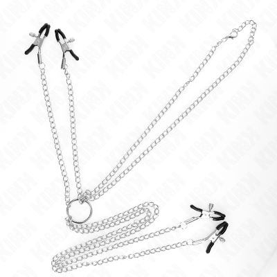 KINK PINZAS PARA PEZONES Y CLITORIS 4 ENGANCHES AJUSTABLE PLATEADO