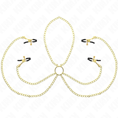 KINK PINZAS PARA PEZONES Y CLITORIS 4 ENGANCHES AJUSTABLE DORADO
