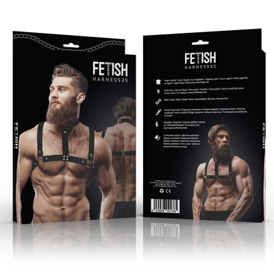 FETISH SUBMISSIVE ATTITUDE ARNES AJUSTABLE ECOPIEL PECHO CON COLLAR HOMBRE
