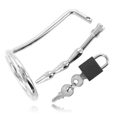 METAL HARD ANILLO TESTICULOS CON PLUG URETRA CASTIDAD
