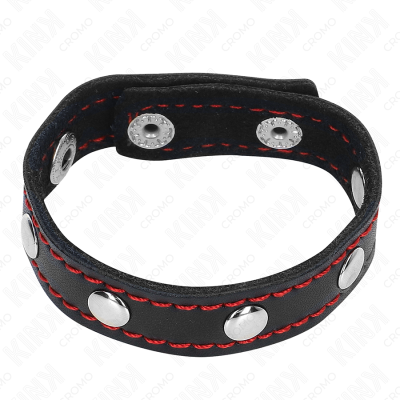 KINK ANILLO PENE CUERO CON CIERRE A PRESION FORRO ROJO 21 X 15 CM