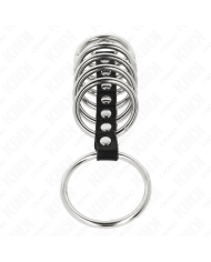 KINK 7 ANILLOS PENE METAL 32 CM A 5 CM CONECTADOS POR POLIPIEL