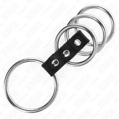 KINK 4 ANILLOS PENE METAL 37 CM A 5 CM CONECTADOS POR CUERO