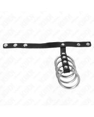 KINK 4 ANILLOS PENE METAL 38 CM CONECTADOS CON CORREA DE CUERO 22 X 15 CM Y CIERRE A PRESION