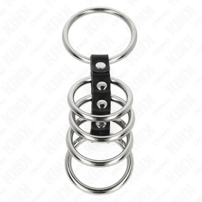 KINK 5 ANILLOS PENE 37 CM A 5 CM METAL CONECTADOS POR CUERO