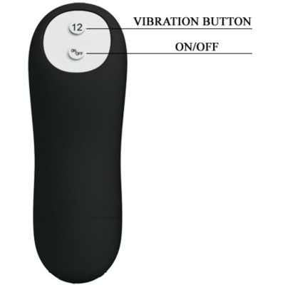 PRETTY LOVE PLUG ANAL SILICONA FORMA PENE Y 12 MODOS VIBRACION NEGRO