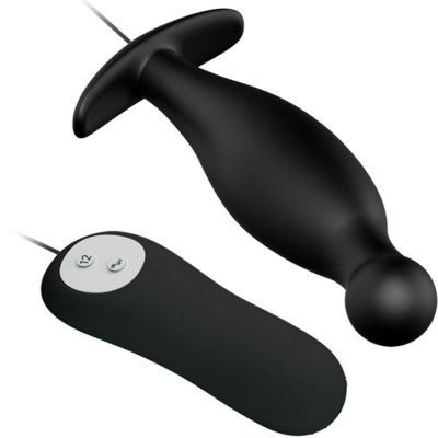 PRETTY LOVE PLUG ANAL SILICONA 12 MODOS VIBRACION NEGRO