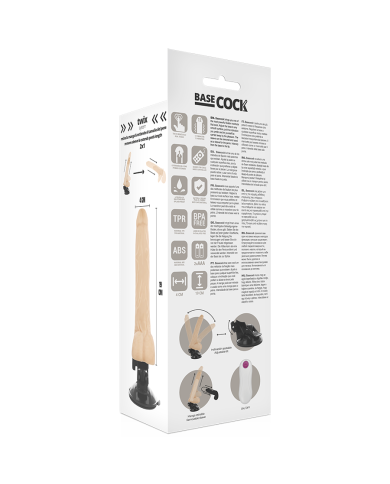 BASECOCK VIBRADOR REALISTICO CONTROL REMOTO NATURAL 19 CM O 4 CM