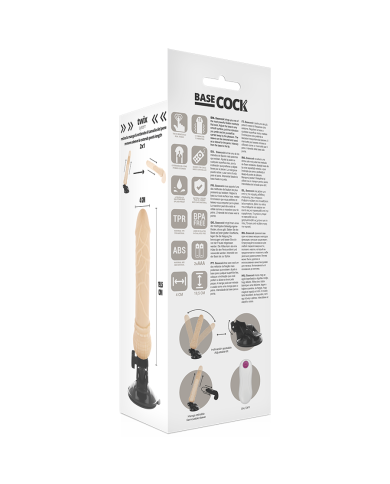 BASECOCK VIBRADOR REALISTICO CONTROL REMOTO NATURAL 195 CM O 4 CM