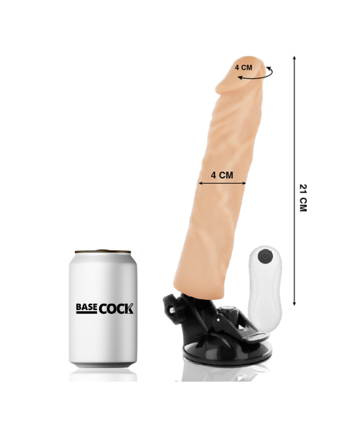 BASECOCK VIBRADOR REALISTICO CONTROL REMOTO NATURAL 21 CM O 4 CM