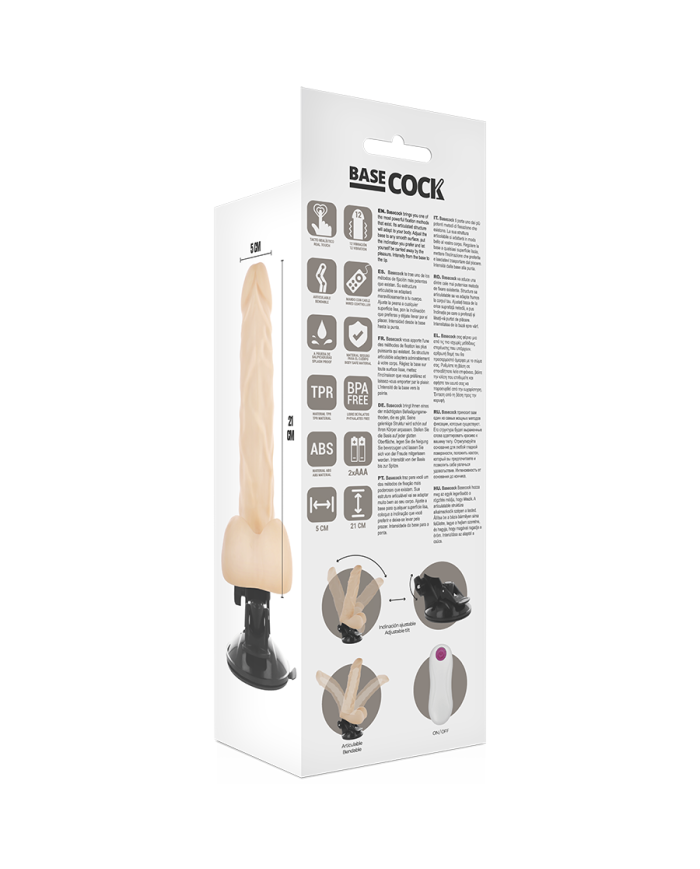 BASECOCK VIBRADOR ARTICULABLE CONTROL REMOTO NATURAL 21 CM O 5 CM