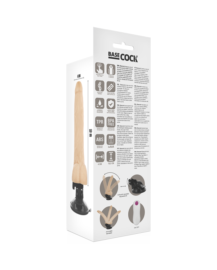 BASECOCK VIBRADOR ARTICULABLE CONTROL REMOTO NATURAL 185 CM O 4 CM