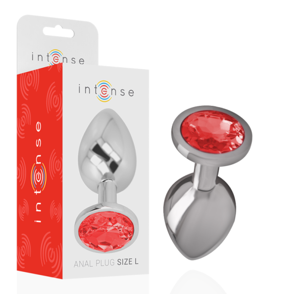 INTENSE PLUG ANAL METAL ALUMINIO CON CRISTAL ROJO TALLA L