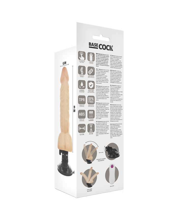 BASECOCK VIBRADOR ARTICULABLE CONTROL REMOTO NATURAL 20 CM O 45 CM