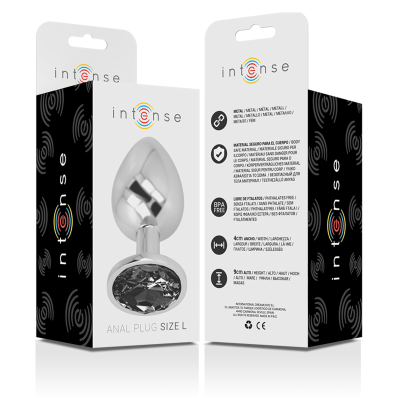 INTENSE PLUG ANAL METAL ALUMINIO CON CRISTAL NEGRO TALLA L