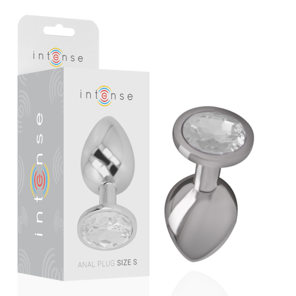 INTENSE PLUG ANAL METAL ALUMINIO CON CRISTAL PLATA TALLA S
