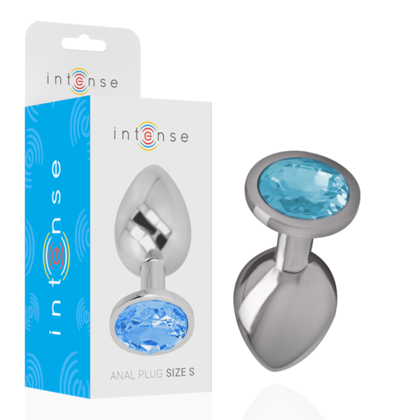 INTENSE PLUG ANAL METAL ALUMINIO CON CRISTAL AZUL TALLA S