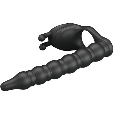 PRETTY LOVE BLACKNEY ANILLO PENE CON PLUG VIBRADOR NEGRO