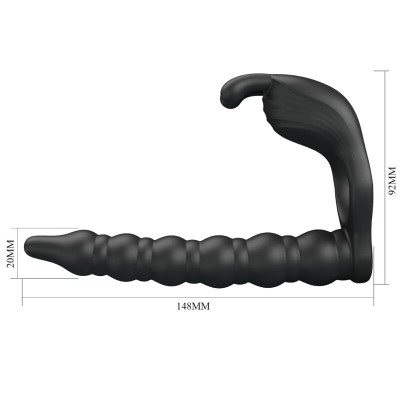 PRETTY LOVE BLACKNEY ANILLO PENE CON PLUG VIBRADOR NEGRO