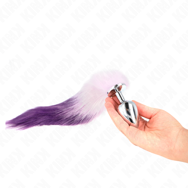 KINK PLUG ANAL TALLA L 10 X 4 CM CON COLA SINTETICA 40 CM VIOLETA