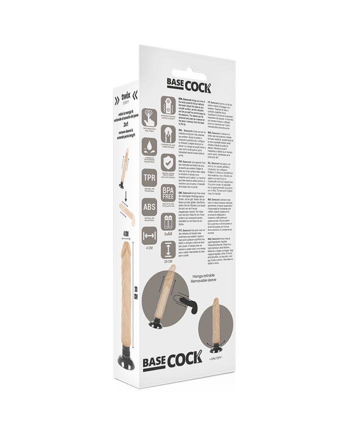 BASECOCK VIBRADOR REALISTICO 2 1 NATURAL 20 CM O 4 CM